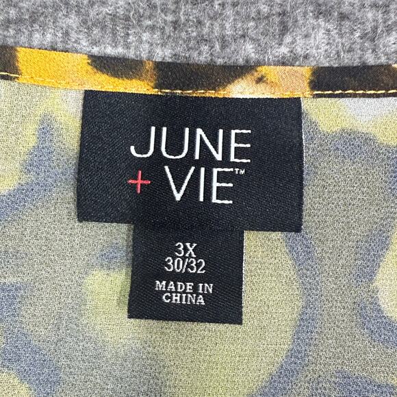 June + Vie Women's Plus Size 3X Lace Trim Blouse Boho Peasant Sheer - Picture 6 of 9